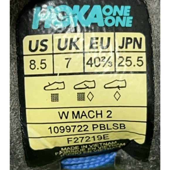 Hoka One One Pro Fly Mach 2 Womens Size US 8.5 Blue Yellow Sneakers Trainers - Picture 10 of 10